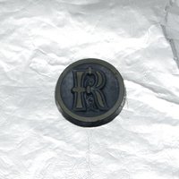 Vintage Letter Cabochon, 21mm Beveled Round Carved Art Nouveau Initial Glass Stone