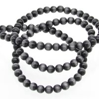 4mm Round Black Glass Cats Eye Beads