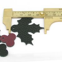 1.5" Holly Leaf and Berry Reversible Leather Cut-Outs for Christmas Jewelry and Decorations