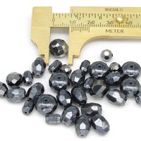 Black Bead Mixes, 4-16mm Faceted Czech Fire Polished Glass