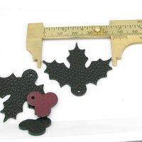 1.5" Holly Leaf and Berry Reversible Leather Cut-Outs for Christmas Jewelry and Decorations