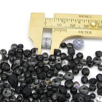 Black Bead Mixes, 4-16mm Faceted Czech Fire Polished Glass