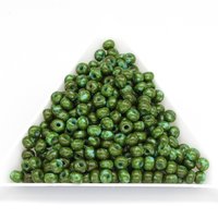 6/0 Seed Beads Opaque Turquoise Travertine, Preciosa Ornela Czech Glass Round Spacers