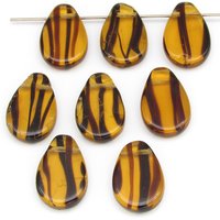 18x12.5mm Flat Teardrops, Vintage Czech Glass Beads