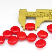 14x12mm Rectangular Cushion Tablets, Vintage Czech Glass Beads (12)