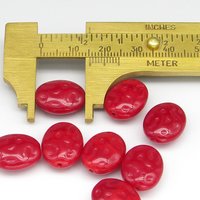 15x12mm Puffed Ovals, Dimpled Filigree Vintage Czech Glass Beads (8)