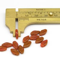 Tiny Leaf Beads, 10.5x6mm Czech Pressed Glass