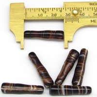 Long Art Deco-Style Tubes, Vintage Czech Pressed Glass Beads (6)