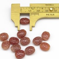 11x9mm Dimpled Filigree Oval Beads, Vintage Czech Pressed Glass (12)