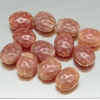11x9mm Dimpled Filigree Oval Beads, Vintage Czech Pressed Glass (12)