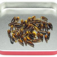 3x10mm Dagger Beads, Tiny Translucent Brown Czech Glass