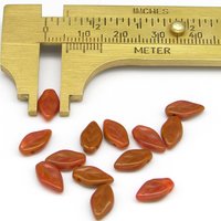 Tiny Leaf Beads, 10.5x6mm Czech Pressed Glass