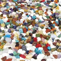 Stone Chip Bead Mix, Vintage 90's Small Semiprecious Gemstone and Shell Nuggets for Rustic DIY Crafts
