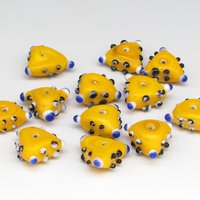 17mm Bumpy Yellow Lampwork Beads