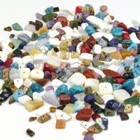 Stone Chip Bead Mix, Vintage 90's Small Semiprecious Gemstone and Shell Nuggets for Rustic DIY Crafts