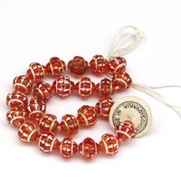 Vintage 8mm Saturn Beads, Orange with Silver Wash, Czech Pressed Glass (25)