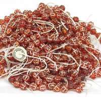 Vintage 8mm Saturn Beads, Orange with Silver Wash, Czech Pressed Glass (25)