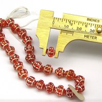 Vintage 8mm Saturn Beads, Orange with Silver Wash, Czech Pressed Glass (25)