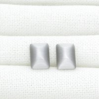 14x10mm Rectangular Cat's Eye Cabochons, Opaque Flat Back Fiber Optic Glass Stones