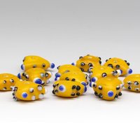 17mm Bumpy Yellow Lampwork Beads