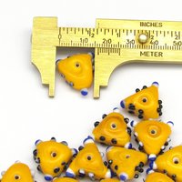 17mm Bumpy Yellow Lampwork Beads