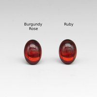 14x10mm Oval Glass Cabochons, Vintage Ruby Red Foiled Flat Back Stones