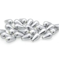 12x7mm Teardrop Beads, Opaque Metallic Gray Czech Glass Pearls