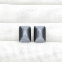 14x10mm Rectangular Cat's Eye Cabochons, Opaque Flat Back Fiber Optic Glass Stones