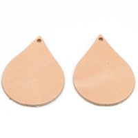 2" Large Teardrops with Pine Tree Cut-Outs, Top Grain Leather Shapes for Layered Christmas Pendants