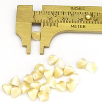 7x6mm Triangular Shield Beads, 2-Tone Vintage German Pressed Glass Spacers (24)