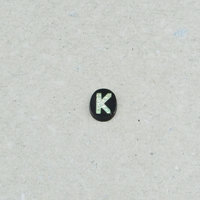 Vintage Initial Cabochon, Black Glass with Rhinestone Letter, 9x7mm Flat Oval