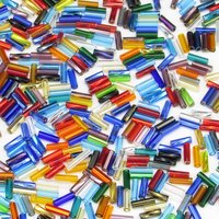 Rainbow Bugle Bead Mix, Size 3 7-8mm Skinny Spacers