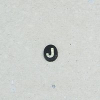 Vintage Initial Cabochon, Black Glass with Rhinestone Letter, 9x7mm Flat Oval
