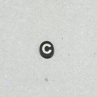 Vintage Initial Cabochon, Black Glass with Rhinestone Letter, 9x7mm Flat Oval