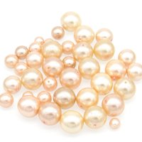 Peach Round Faux Pearl Mix, Coated Czech Glass Beads