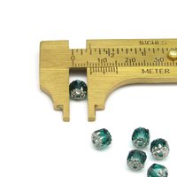 6mm Faceted Cathedral Beads, Translucent Emerald Green with Silver Etched Crowns, Czech Fire Polished Barrels