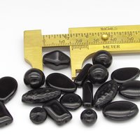 Black Bead Mix, Vintage Czech Pressed Glass