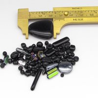Black Bead Mix, Vintage Czech Pressed Glass