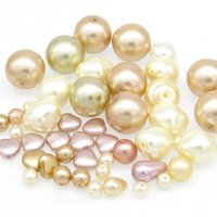 Peach Round Faux Pearl Mix, Coated Czech Glass Beads