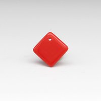 Vintage Glass Pendant Beads, Opaque Jet 14mm Square with Offset Hole