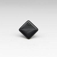 Vintage Glass Pendant Beads, Opaque Jet 14mm Square with Offset Hole