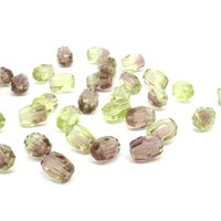 10x8mm Faceted Oval Beads, 2-Tone Amethyst & Olivine Czech Glass Barrels