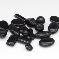 Black Bead Mix, Vintage Czech Pressed Glass