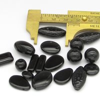 Black Bead Mix, Vintage Czech Pressed Glass