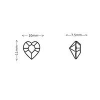 11mm Rhinestone Hearts, Rose Pink Faceted Point Back Unfoiled Crystal Gems
