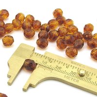 Small Faceted Beads, 2-Tone Brown Czech Glass Fire Polished Rounds