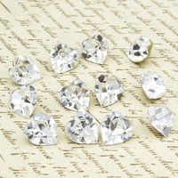 8.8mm x 8mm Rhinestone Hearts, Foiled Crystal Faceted Point Back Gems (12)