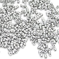 Size 1 Bugle Beads, Matte Aluminum Silver Czech Glass, 2.5mm Tiny Tubes