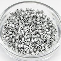 Size 1 Bugle Beads, Matte Aluminum Silver Czech Glass, 2.5mm Tiny Tubes