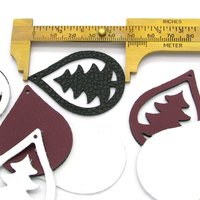 2" Large Teardrops with Pine Tree Cut-Outs, Top Grain Leather Shapes for Layered Christmas Pendants